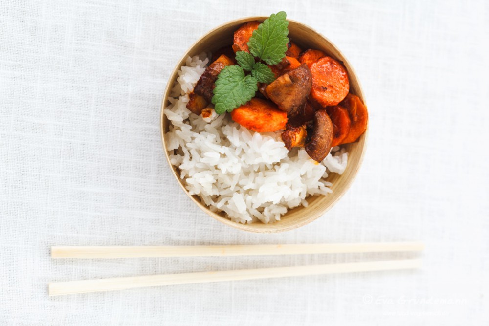 Kokosreis mit gebratenem Gemüse Kokosreis mit gebratenem Gemüse